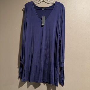 Lulu's Navy V-Neck Long Sleeve Dress Size Medium